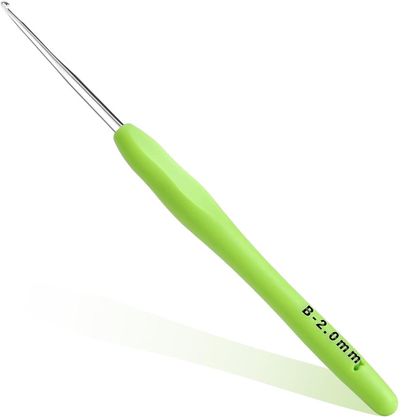 Gerute 2mm Crochet Hook, Ergonomic Crochet Hooks with Soft Rubber Handle and Smooth Glide Head - Lightweight Aluminum Needles for Beginners, Arthritis, Yarn Projects, Long Crafting Sessions (2.0 mm) - Image 1